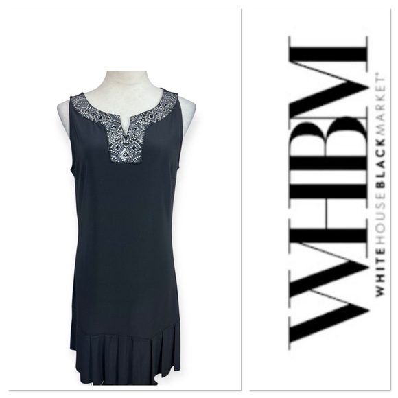 White House Black Market black tank dress with embellishments size medium - Picture 1 of 11